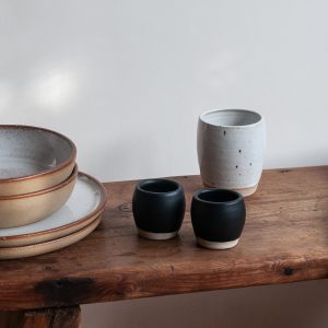 Matte_Black_Espresso_Cups_Speckled_Tumbler_Oat_Dinnerware_DOR_TAN